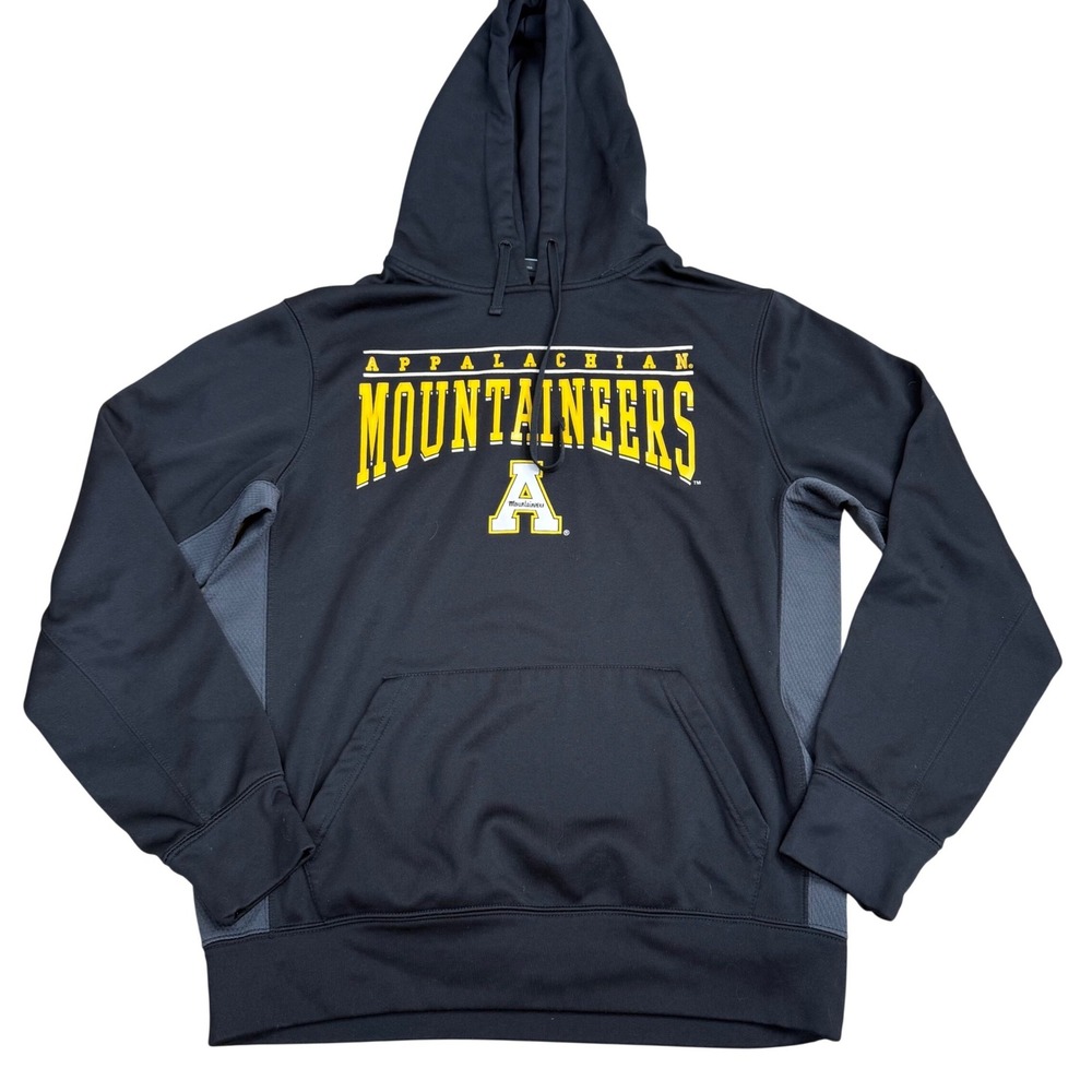 Colosseum Appalachian Mountaineers Hoodie Mens Medium Black Cozy Game Day EUC
